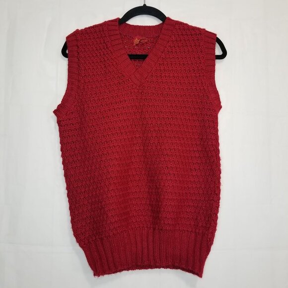 Vintage Sears Kings Road The Men's Store knit vest red size M medium v-neck - Picture 1 of 7